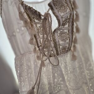 Elegant Cream Embroidered Mini Dress